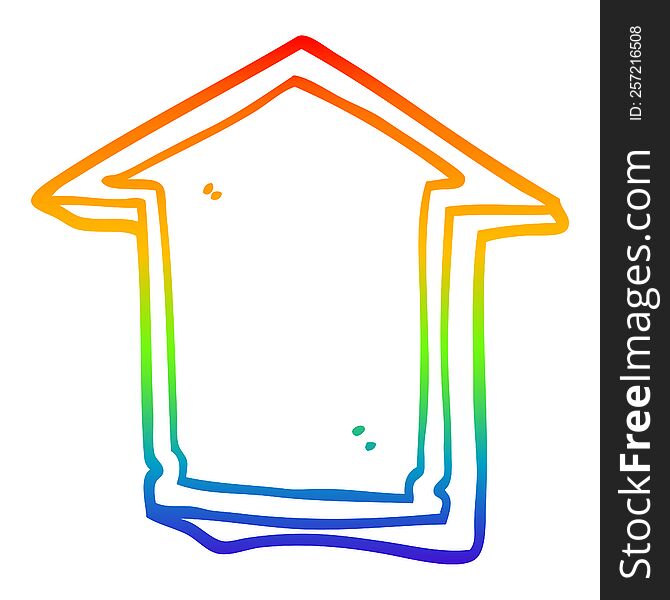 rainbow gradient line drawing of a cartoon direction arrow