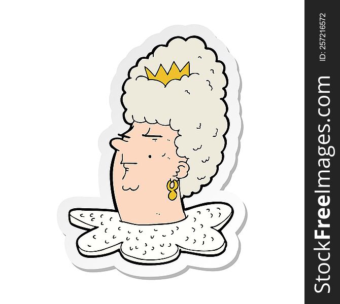 sticker of a cartoon queen head