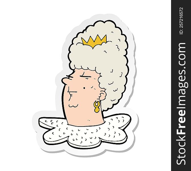 Sticker Of A Cartoon Queen Head