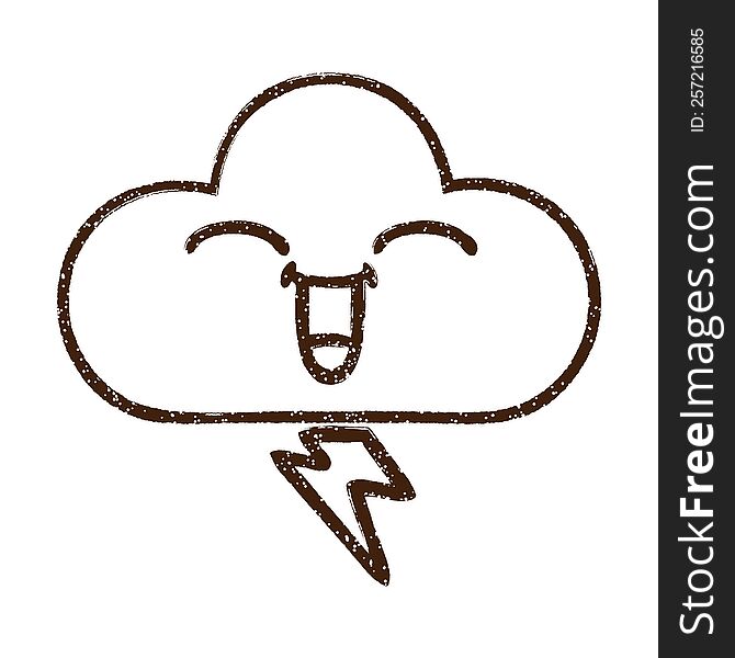 Lightning Cloud Charcoal Drawing