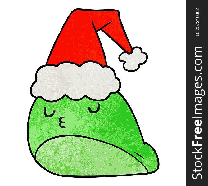 Christmas Textured Cartoon Of Kawaii Slug