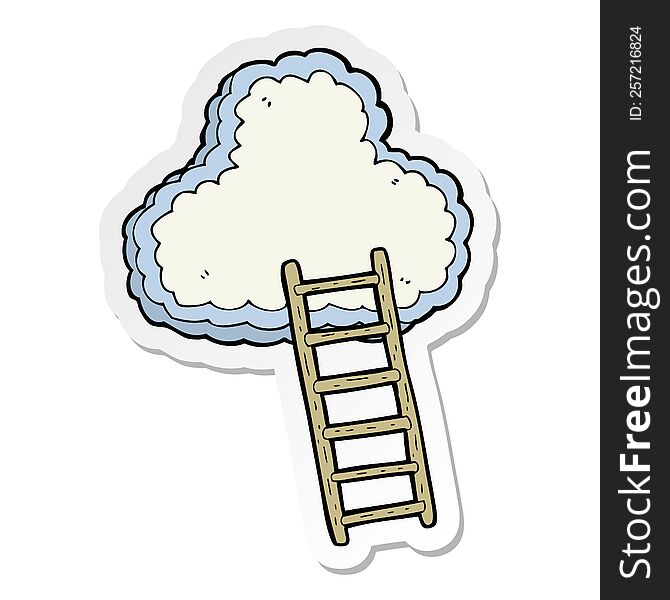 Sticker Of A Cartoon Ladder To Heaven