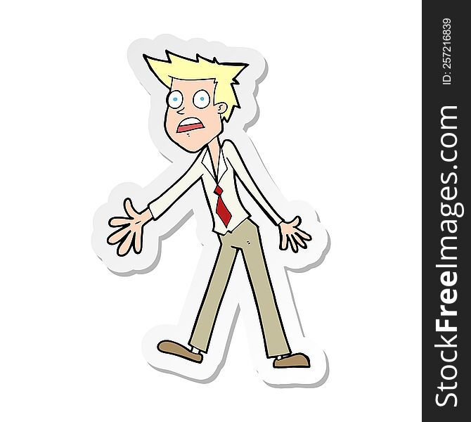 sticker of a cartoon stressed man