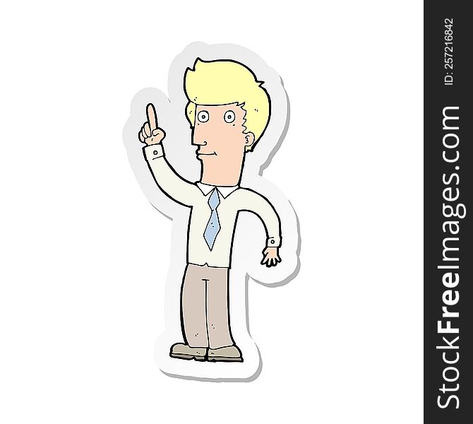 Sticker Of A Cartoon Friendly Man With Idea