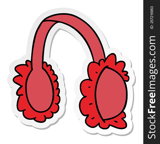 Sticker Cartoon Doodle Of Pink Ear Muff Warmers