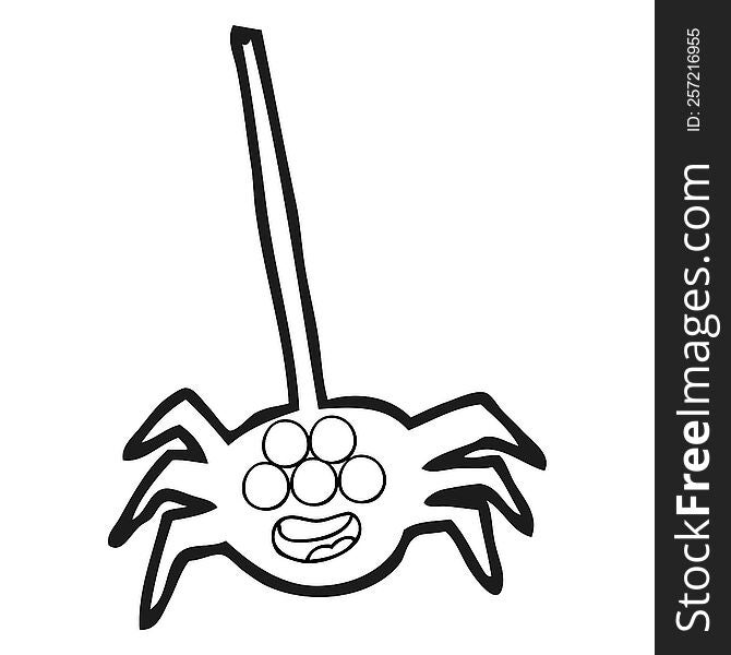 freehand drawn black and white cartoon halloween spider