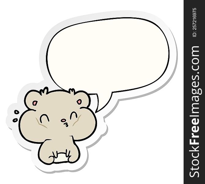 Cartoon Hamster And Full Cheek Pouches And Speech Bubble Sticker