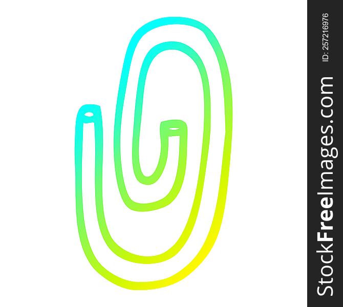 cold gradient line drawing of a cartoon paper clip