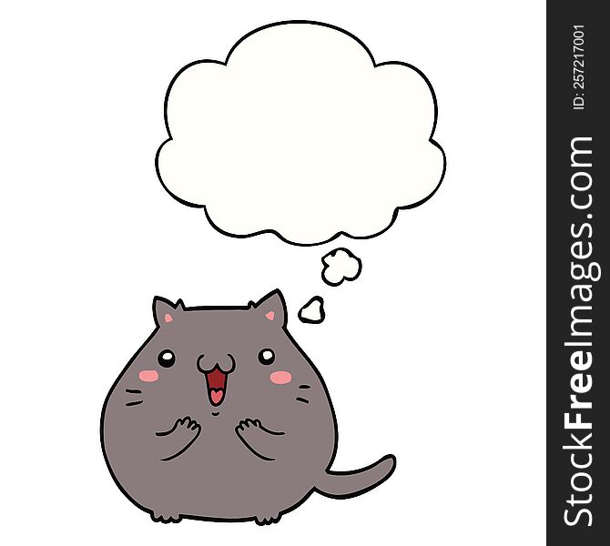 happy cartoon cat with thought bubble. happy cartoon cat with thought bubble