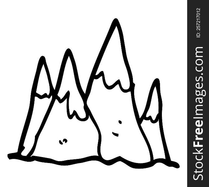 line drawing cartoon mountain range