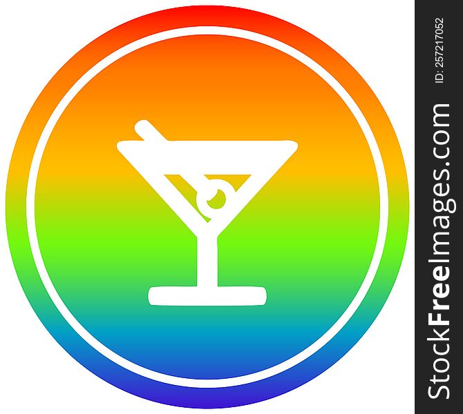 cocktail with olive circular icon with rainbow gradient finish. cocktail with olive circular icon with rainbow gradient finish