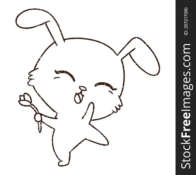 Cute Rabbit Charcoal Drawing
