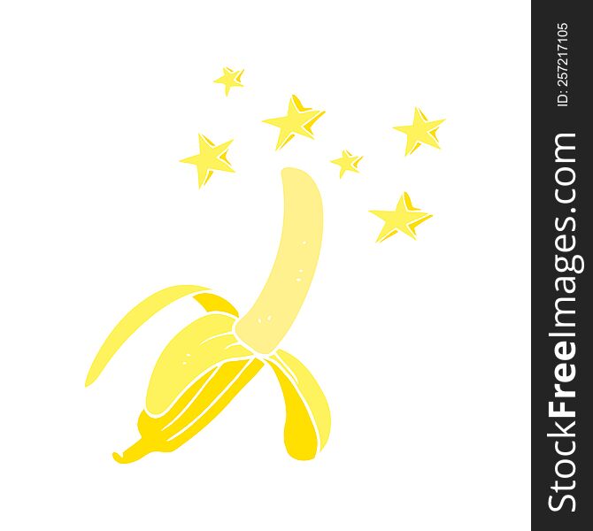 Flat Color Illustration Of A Cartoon Amazing Banana