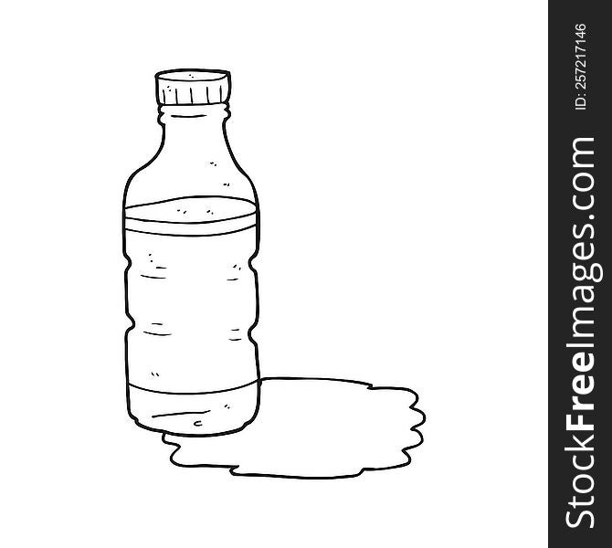 freehand drawn black and white cartoon water bottle