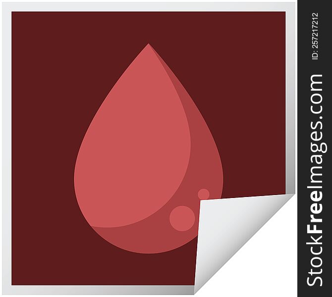 blood drop graphic vector illustration square sticker. blood drop graphic vector illustration square sticker