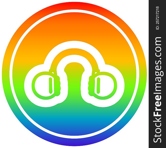 music headphones circular icon with rainbow gradient finish. music headphones circular icon with rainbow gradient finish
