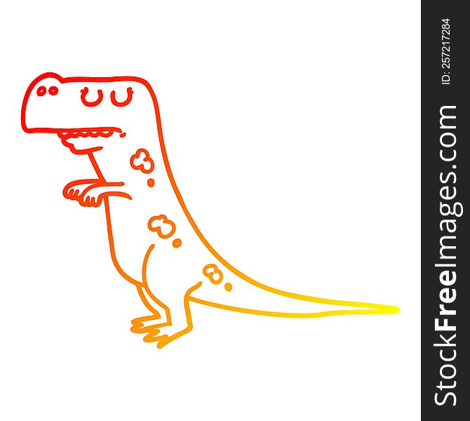 Warm Gradient Line Drawing Cartoon Dinosaur