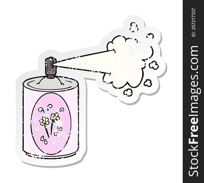 distressed sticker of a cartoon aerosol freshener spray can