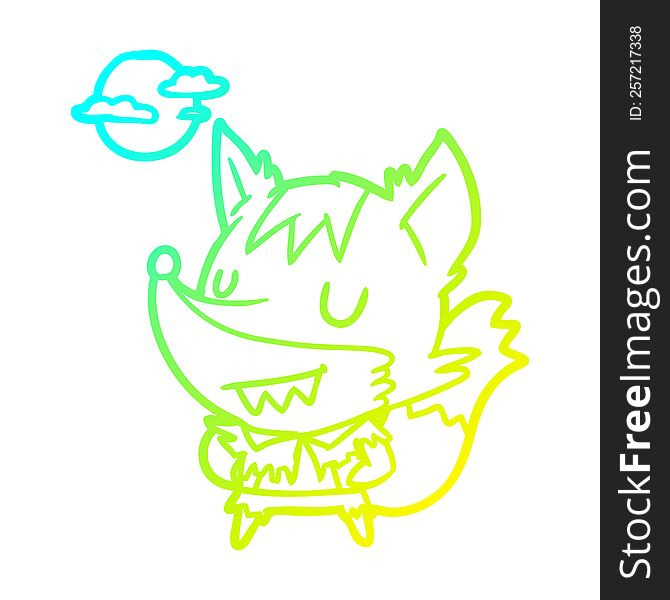 Cold Gradient Line Drawing Halloween Werewolf
