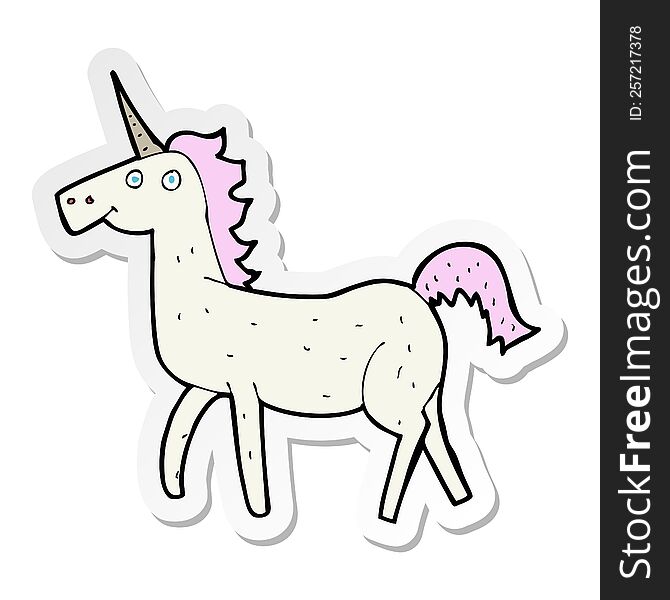 Sticker Of A Cartoon Unicorn
