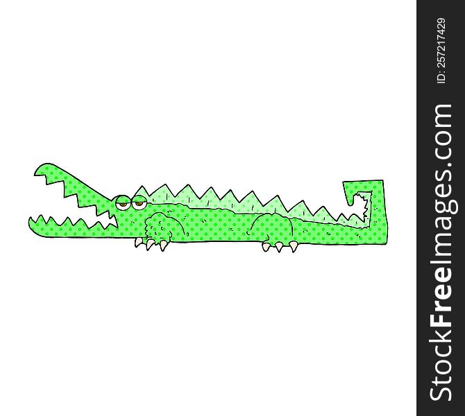 freehand drawn cartoon crocodile