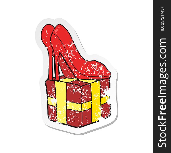 retro distressed sticker of a cartoon high heel shoes gift