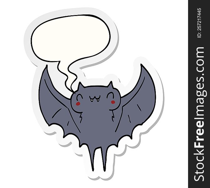 Cartoon Bat And Speech Bubble Sticker
