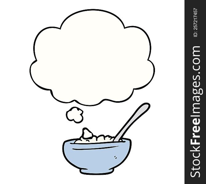 Cartoon Bowl Of Rice And Thought Bubble