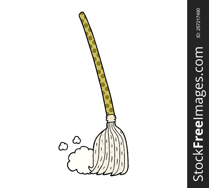cartoon broom sweeping. cartoon broom sweeping