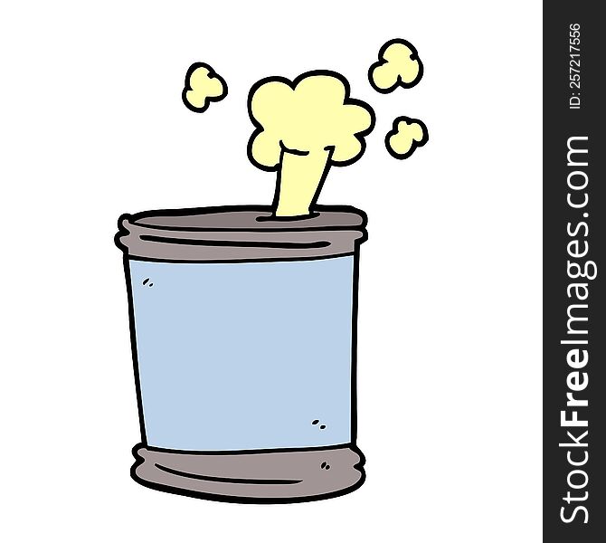 cartoon doodle bursting can of food