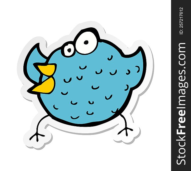 Sticker Of A Cartoon Happy Bird