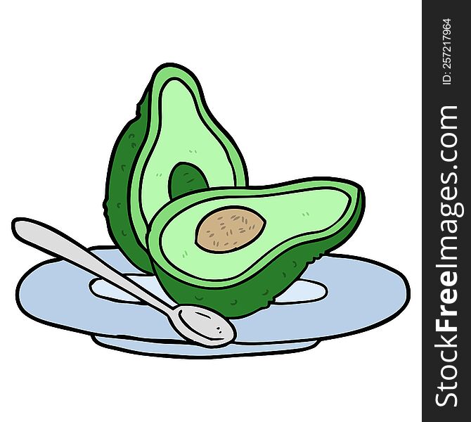 cartoon halved avocado. cartoon halved avocado