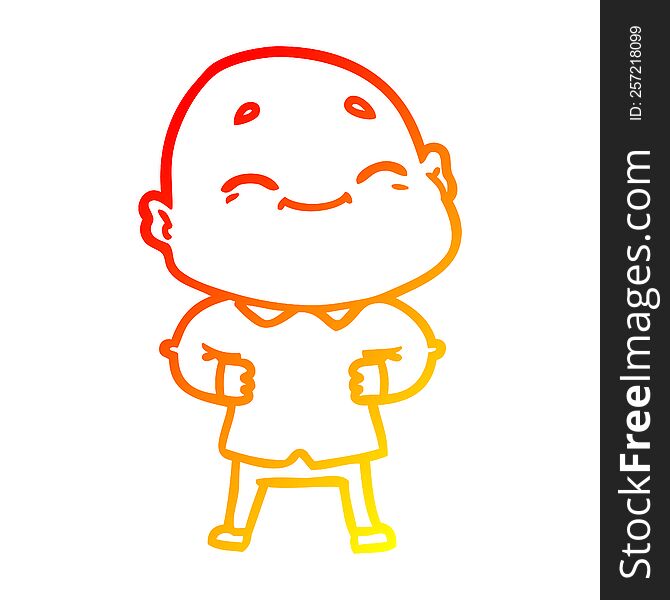 Warm Gradient Line Drawing Cartoon Happy Bald Man