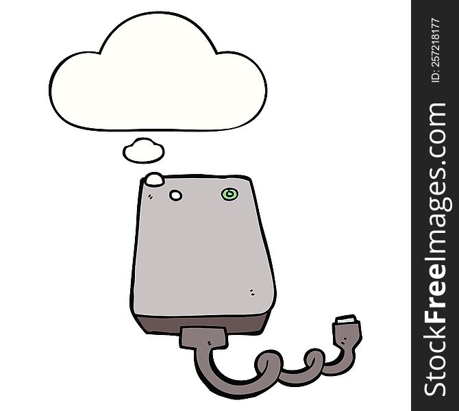 Cartoon Hard Drive And Thought Bubble