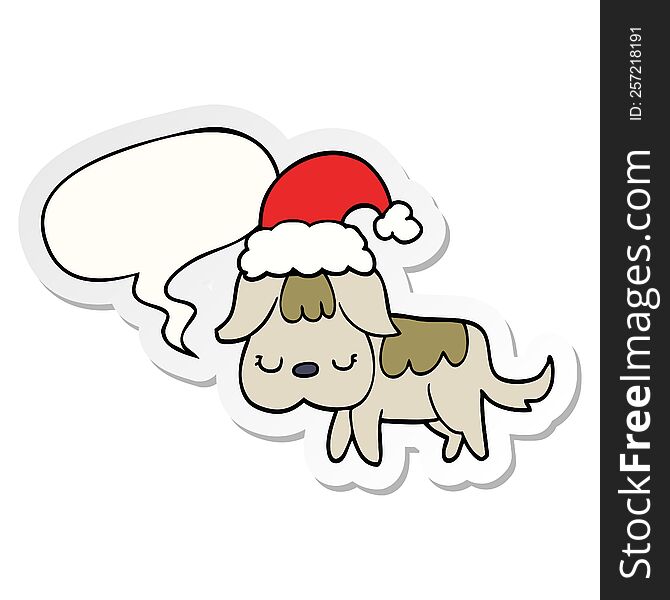 Cute Christmas Dog And Speech Bubble Sticker