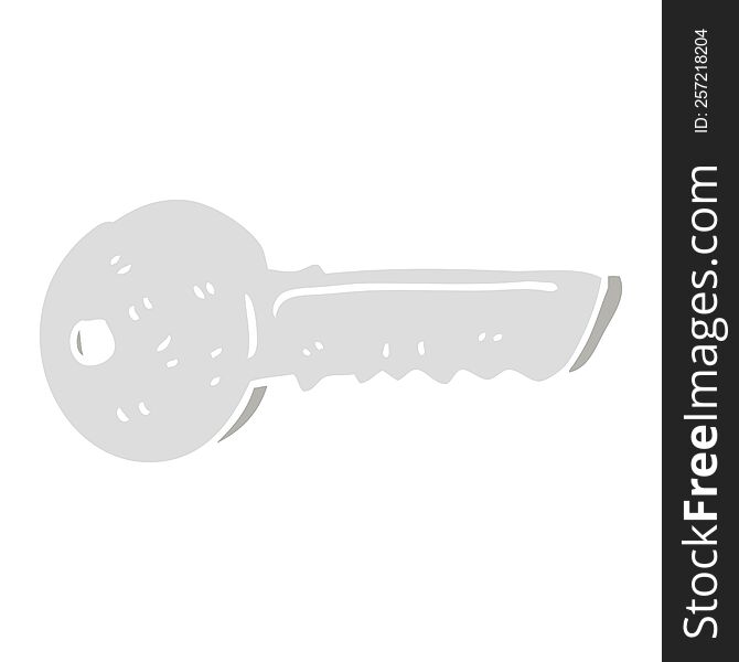 Flat Color Illustration Of A Cartoon Door Key