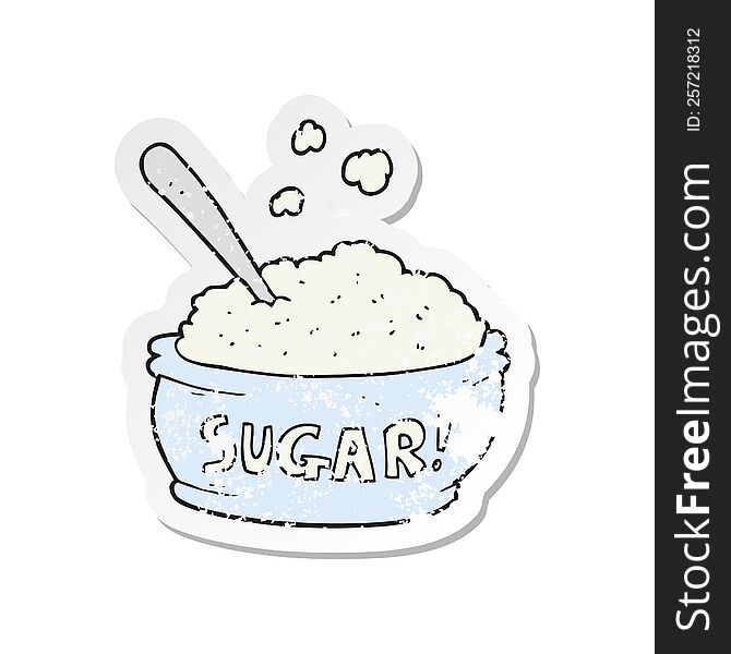 Retro Distressed Sticker Of A Cartoon Sugar Bowl