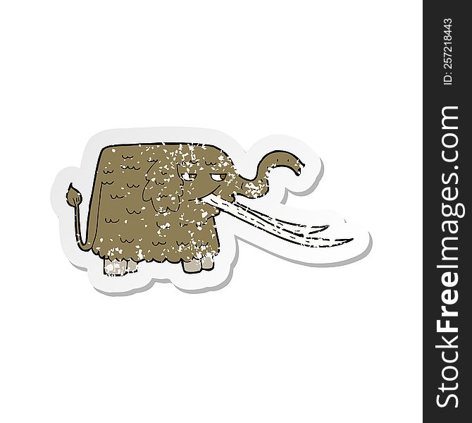retro distressed sticker of a cartoon woolly mammoth