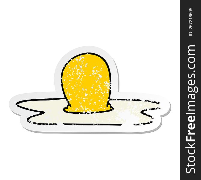 Distressed Sticker Of A Quirky Hand Drawn Cartoon Fried Egg