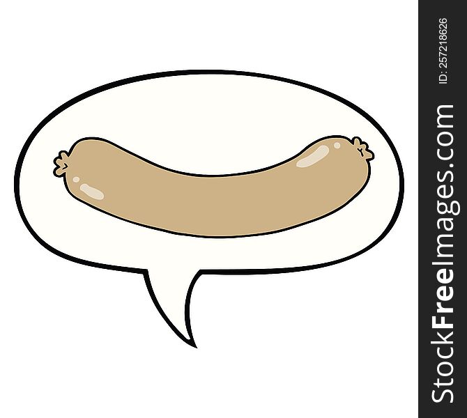 cartoon sausage with speech bubble. cartoon sausage with speech bubble