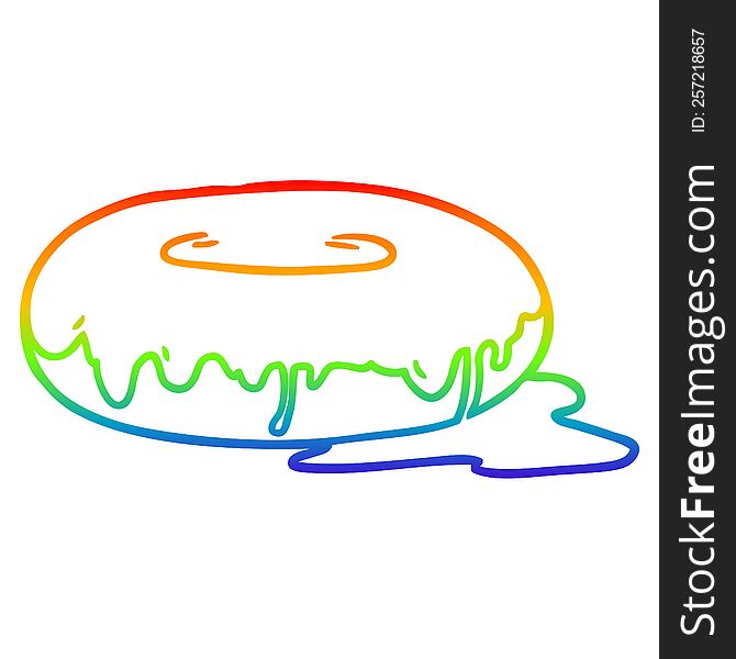 rainbow gradient line drawing of a Cartoon donut