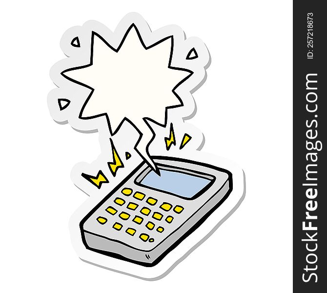 cartoon calculator with speech bubble sticker