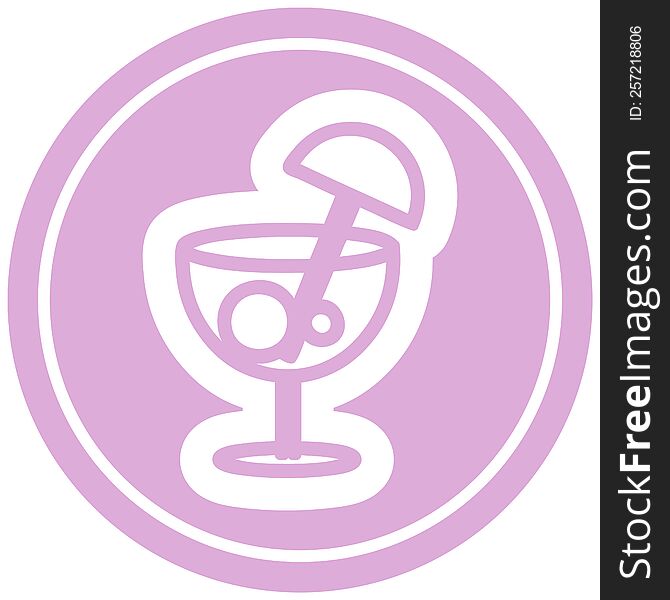 Cocktail With Umbrella Circular Icon