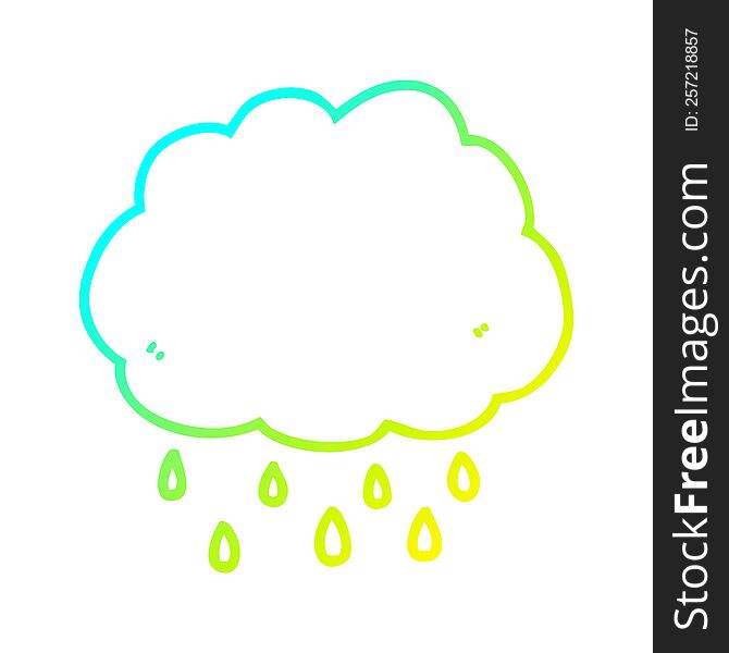Cold Gradient Line Drawing Cartoon Rain Cloud