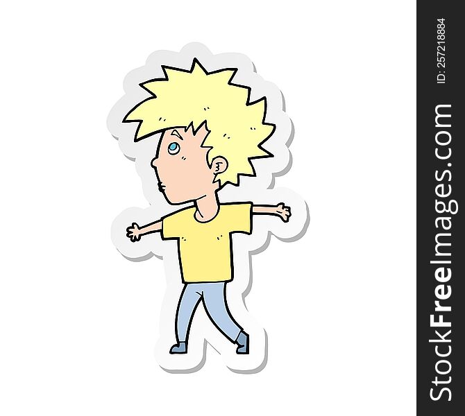 Sticker Of A Cartoon Boy