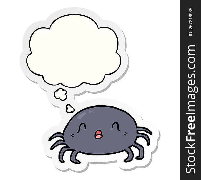 cartoon spider with thought bubble as a printed sticker