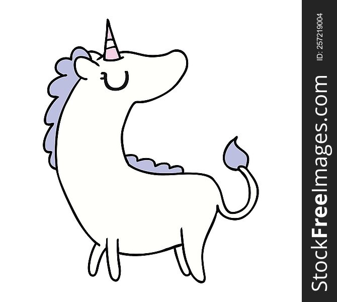freehand drawn cartoon of cute kawaii unicorn