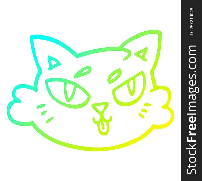 Cold Gradient Line Drawing Cartoon Cats Face
