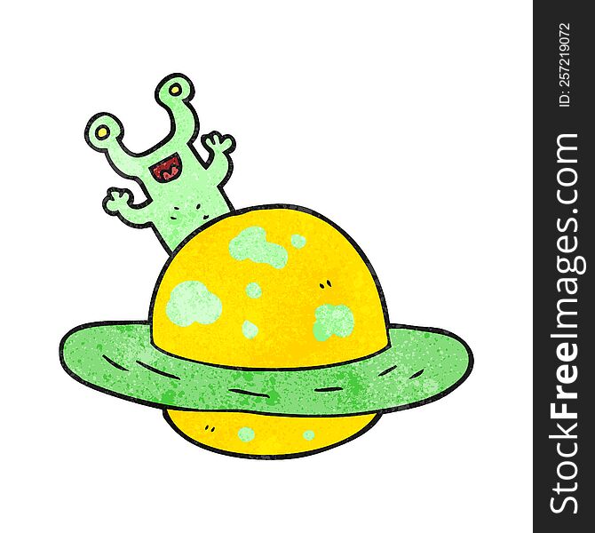 freehand textured cartoon alien planet