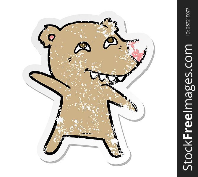 Distressed Sticker Of A Cartoon Bear Dancing